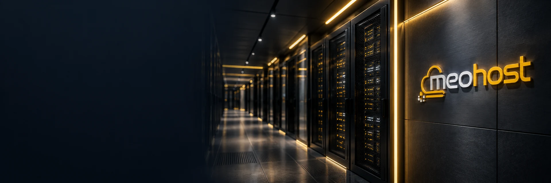 MeoHost için özel hazırlanmış sunucu koridoru görseli